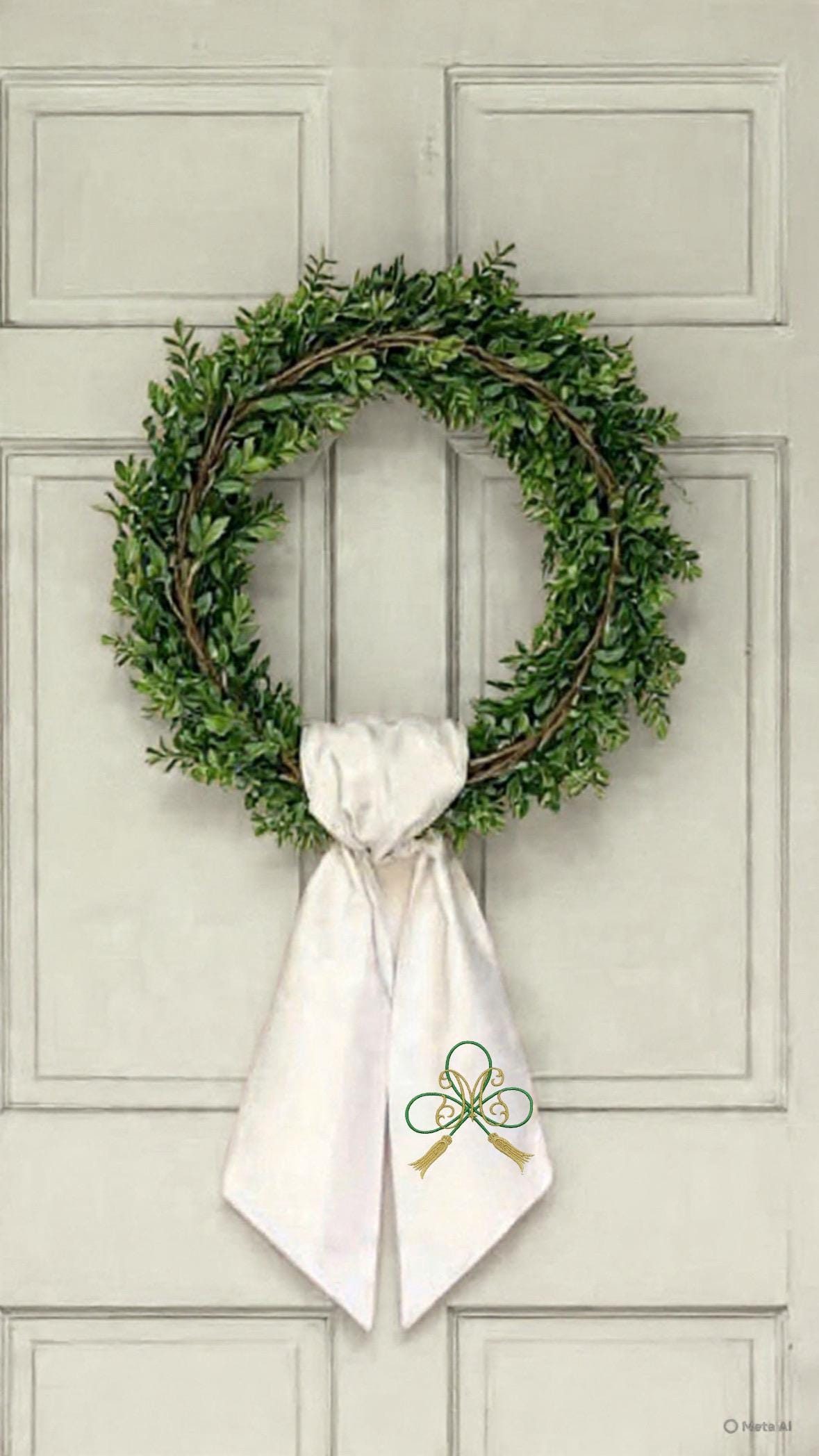 Personalized embroidered Sash Wreath Sash holiday wreath Sash Halloween shamrock Thanksgiving Hanukkah sash