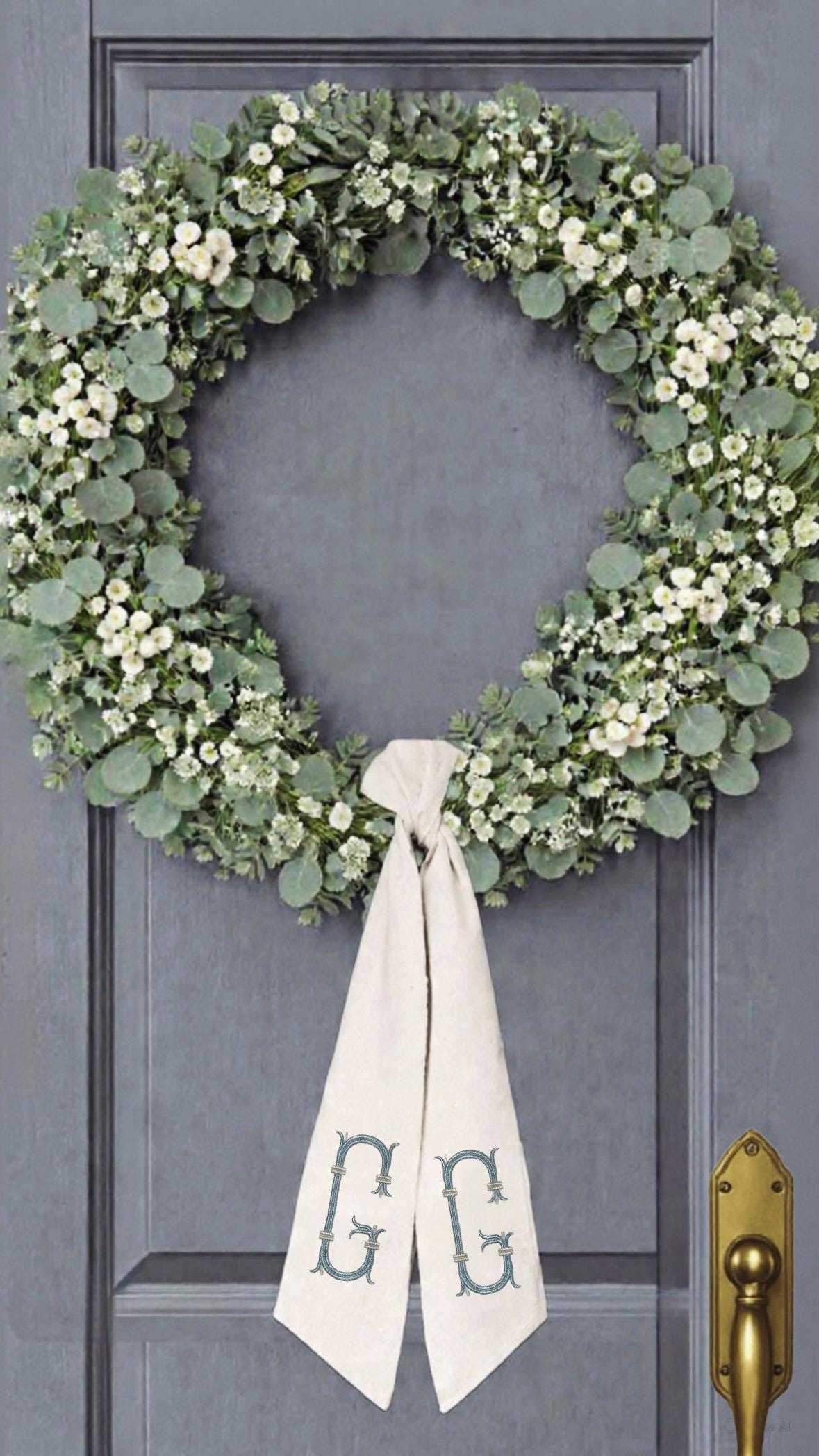 Personalized embroidered Sash Wreath Sash holiday wreath Sash Halloween shamrock Thanksgiving Hanukkah sash