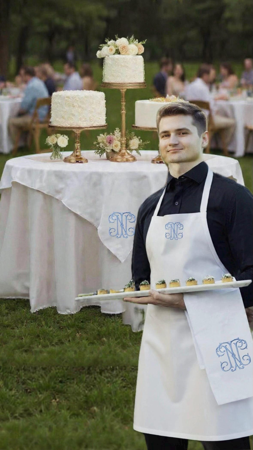 Waiter arm napkin Cloth embroidered Butler service  cloth Monogramed cotton Napkin wedding reception waitress Server Cloth Butler towel