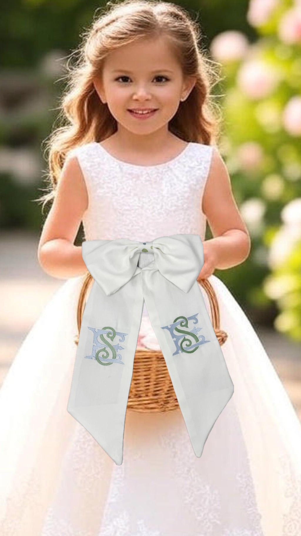Personalized embroidered Sash flower girl basket sash basket liner for wedding party favors basket bouquet wrap sash favor basket display