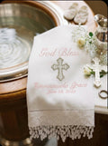 Personalized Embroidered Christening Towel Custom Baptism towel Baptismal towel godson religious Gift with Baby's Name & Date