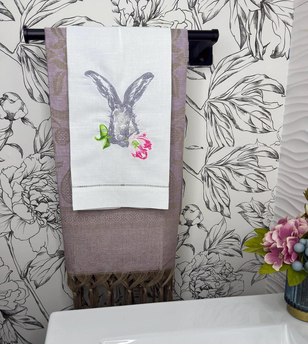 Easter Embroidered Bunny hand Towel Personalized monogrammed finger towel embroidered spring bathroom decor unique gifts
