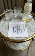 Linen hemstitched Cocktail Napkins Monogram Cocktail Napkin Embroidered Cocktail Napkin/Cocktail brodées Serviette en lin/Aperitivo coasters