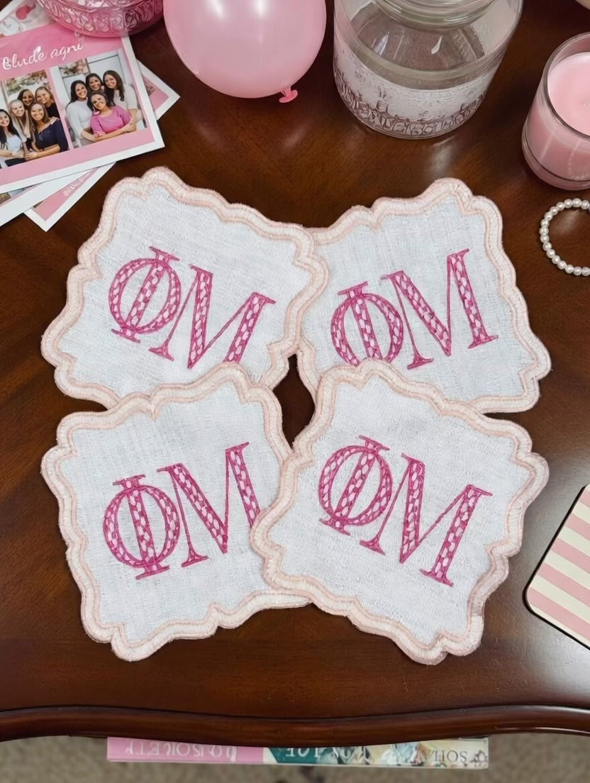 Personalized Sorority Cocktail Napkins Custom Embroidered Greek Letters Big/Little Gift Bid Day college Graduation for Events & Gifts