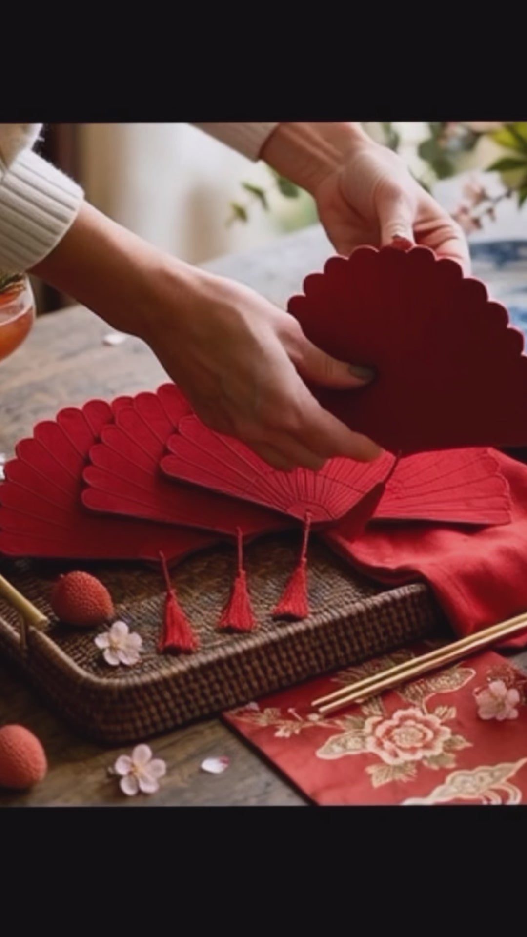 Fan Cocktail napkins Embroidered Scalloped Edge Coasters